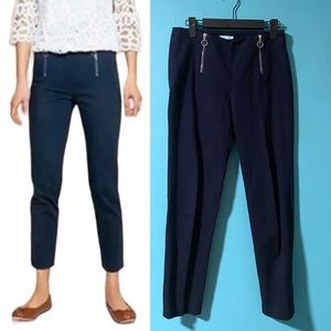 J. McLaughlin 0 Navy Blue Cropped Textured Zip Front Pants